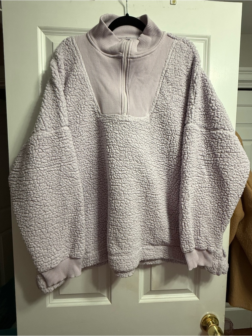 aerie Lavender Sherpa Quarter-Zip Pullover